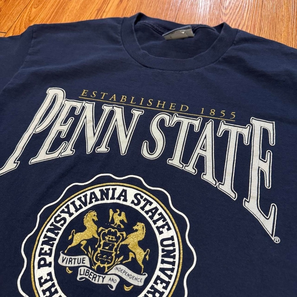 Penn State Men's Shirt Large Vintage Nittany Lions Collegiate Navy Blue Nutmeg - Picture 3 of 6
